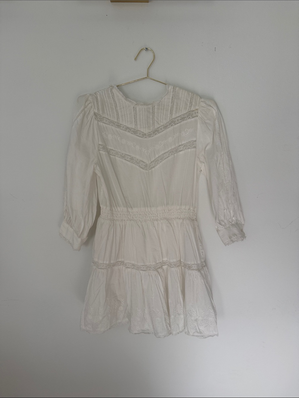 LoveShackFancy for Target Cream White Lace Trim Mini Dress medium